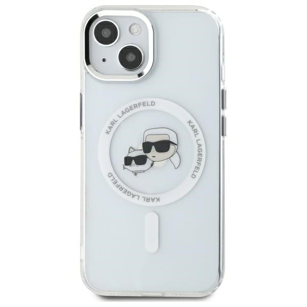 Karl Lagerfeld IML Metal Karl&amp;Choupette Head MagSafe iPhone 14 Case - White