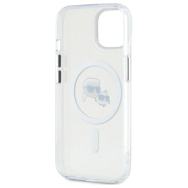 Karl Lagerfeld IML Metal Karl&amp;Choupette Head MagSafe iPhone 14 Case - White