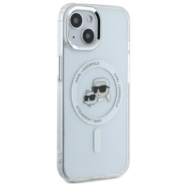 Karl Lagerfeld IML Metal Karl&amp;Choupette Head MagSafe iPhone 14 Case - White