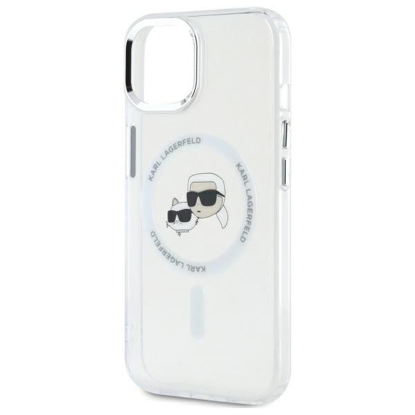 Karl Lagerfeld IML Metal Karl&amp;Choupette Head MagSafe iPhone 14 Case - White