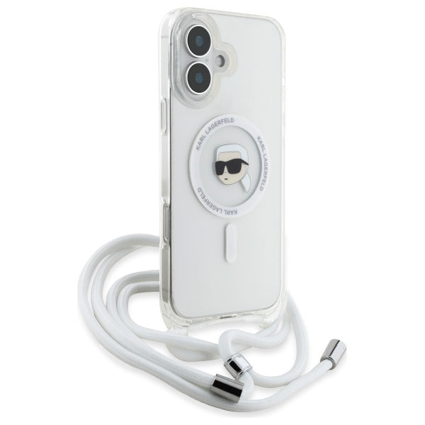 Karl Lagerfeld Crossbody IML Karl Head Magsafe Case for iPhone 16 - Clear