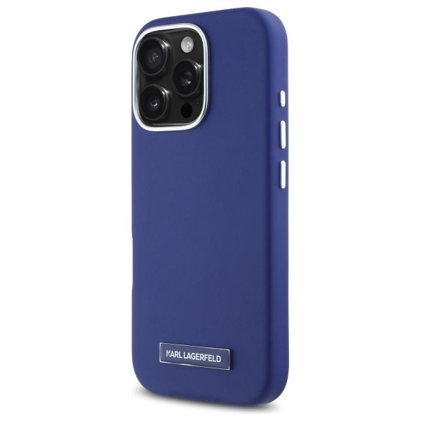 Karl Lagerfeld FW Metal Plate MagSafe iPhone 16 Pro Max Case - Blue