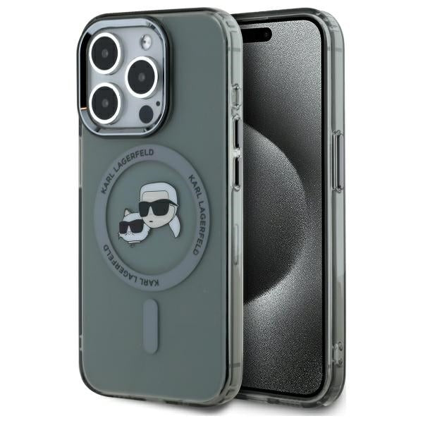 Karl Lagerfeld KLHMP15LHLSKCK iPhone 15 Pro 6.1" black/black hardcase IML Metal Karl&amp;Choupette Head MagSafe