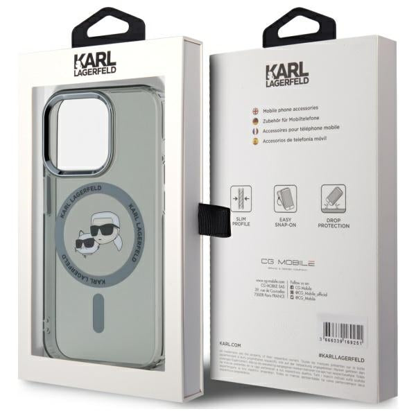 Karl Lagerfeld KLHMP15LHLSKCK iPhone 15 Pro 6.1" black/black hardcase IML Metal Karl&amp;Choupette Head MagSafe