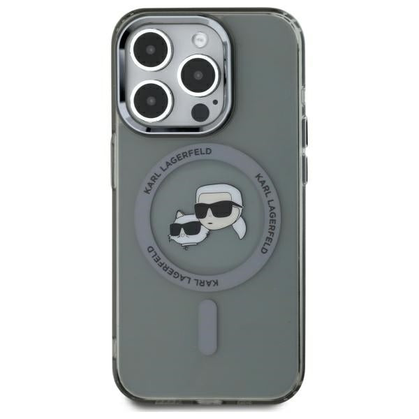 Karl Lagerfeld KLHMP15LHLSKCK iPhone 15 Pro 6.1" black/black hardcase IML Metal Karl&amp;Choupette Head MagSafe