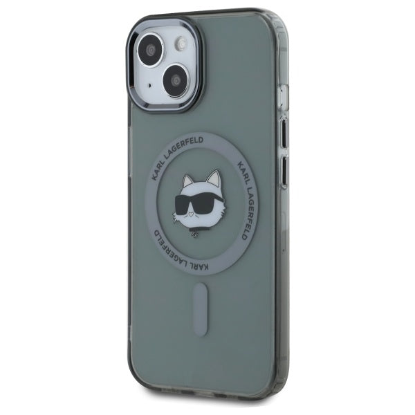 Karl Lagerfeld KLHMP15SHLSCHK iPhone 15 6.1" black/black hardcase IML Metal Choupette Head MagSafe