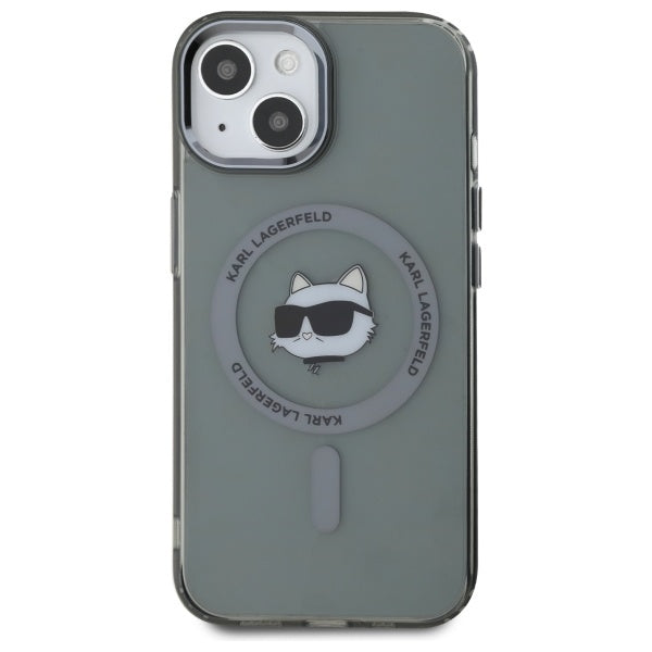 Karl Lagerfeld KLHMP15SHLSCHK iPhone 15 6.1" black/black hardcase IML Metal Choupette Head MagSafe
