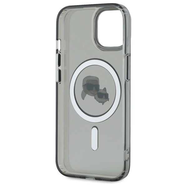Karl Lagerfeld KLHMP15SHLSKCK iPhone 15 6.1" black/black hardcase IML Metal Karl&Choupette Head MagSafe