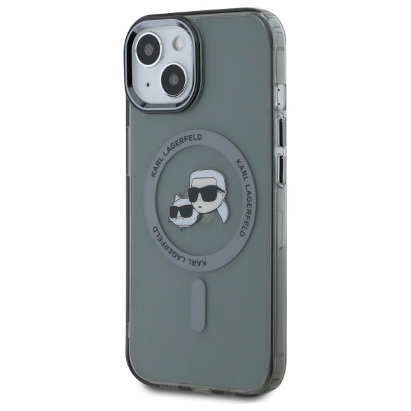 Karl Lagerfeld KLHMP15SHLSKCK iPhone 15 6.1" black/black hardcase IML Metal Karl&Choupette Head MagSafe