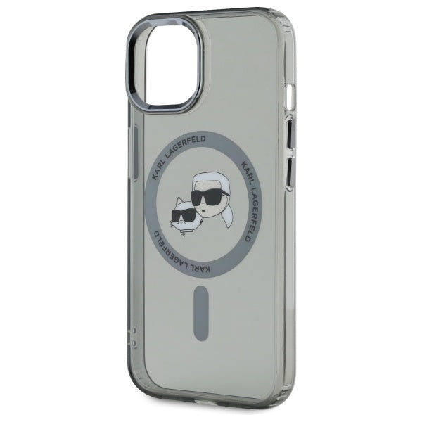 Karl Lagerfeld KLHMP15SHLSKCK iPhone 15 6.1" black/black hardcase IML Metal Karl&amp;Choupette Head MagSafe