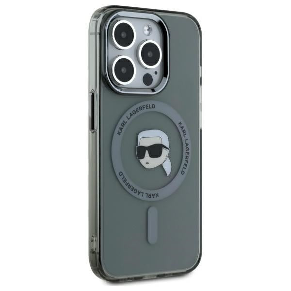 Karl Lagerfeld KLHMP15XHLSKIK iPhone 15 Pro Max 6.7" black/black hardcase IML Metal Karl Head MagSafe