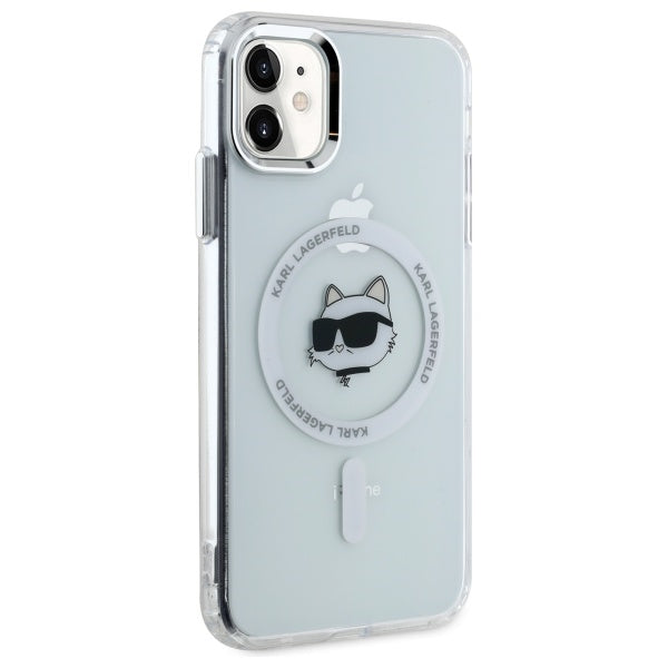 Karl Lagerfeld IML Metal Choupette Head MagSafe iPhone 11 Case - White
