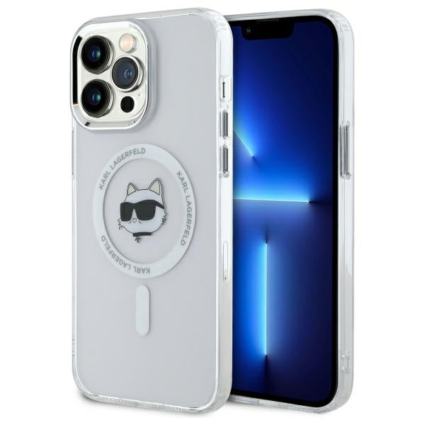 Karl Lagerfeld IML Metal Choupette Head MagSafe iPhone 13 Pro Case - White