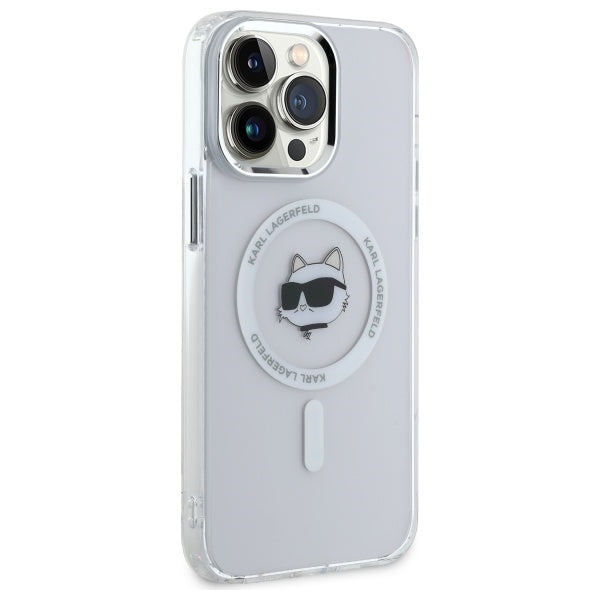 Karl Lagerfeld IML Metal Choupette Head MagSafe case for iPhone 14 Pro Max - white