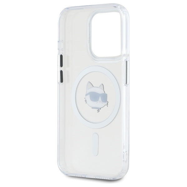 Karl Lagerfeld IML Metal Choupette Head MagSafe case for iPhone 15 Pro Max - white