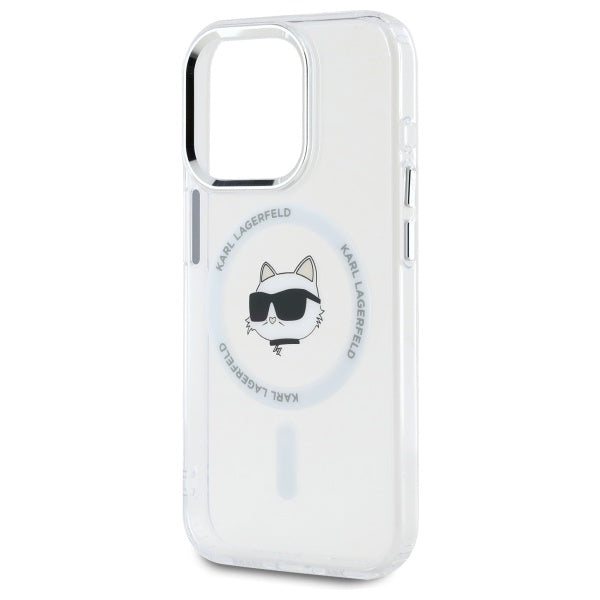 Karl Lagerfeld IML Metal Choupette Head MagSafe case for iPhone 15 Pro Max - white