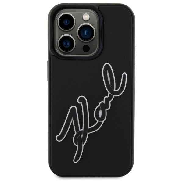 Karl Lagerfeld 3D Rubber Signature case for iPhone 15 Pro Max - black