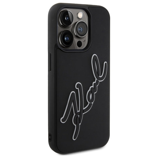 Karl Lagerfeld 3D Rubber Signature case for iPhone 15 Pro Max - black
