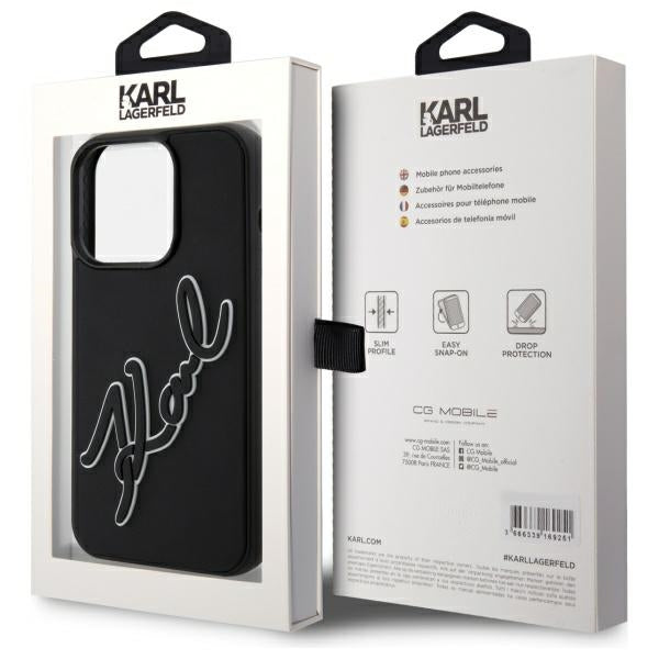 Karl Lagerfeld 3D Rubber Signature case for iPhone 15 Pro Max - black