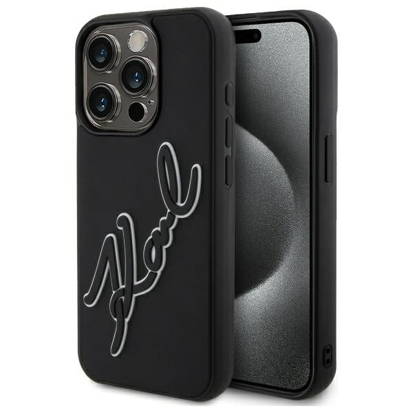 Karl Lagerfeld 3D Rubber Signature case for iPhone 15 Pro Max - black