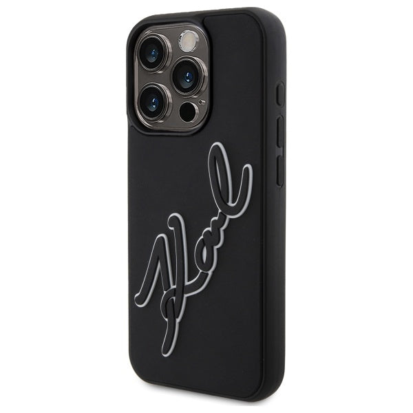 Karl Lagerfeld 3D Rubber Signature case for iPhone 15 Pro Max - black