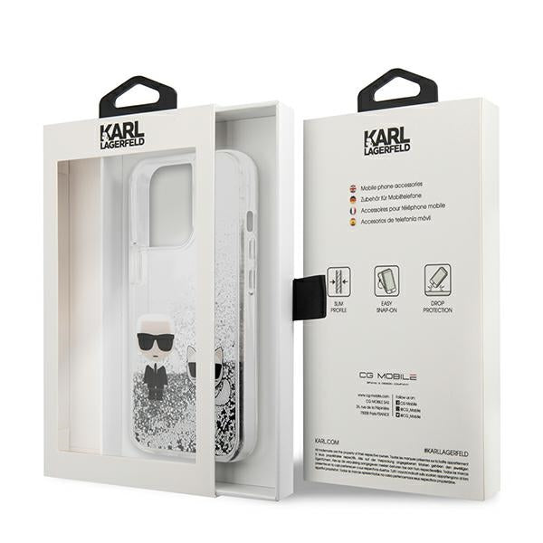 Karl Lagerfeld Liquid Glitter Karl&amp;Choupette case for iPhone 13 Pro / 13 6.1" - silver