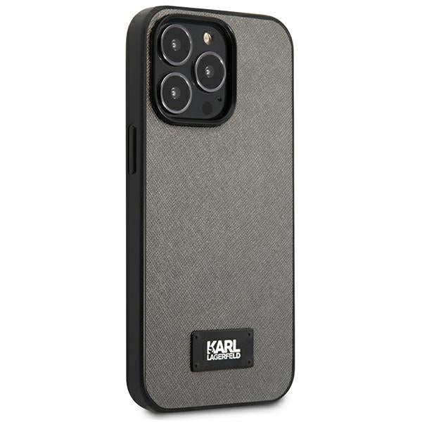 Karl Lagerfeld Saffiano Plaque case for iPhone 13 Pro / 13 6.1" - silver