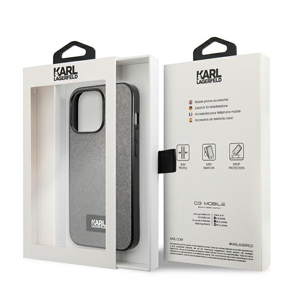 Karl Lagerfeld Saffiano Plaque case for iPhone 13 Pro / 13 6.1" - silver