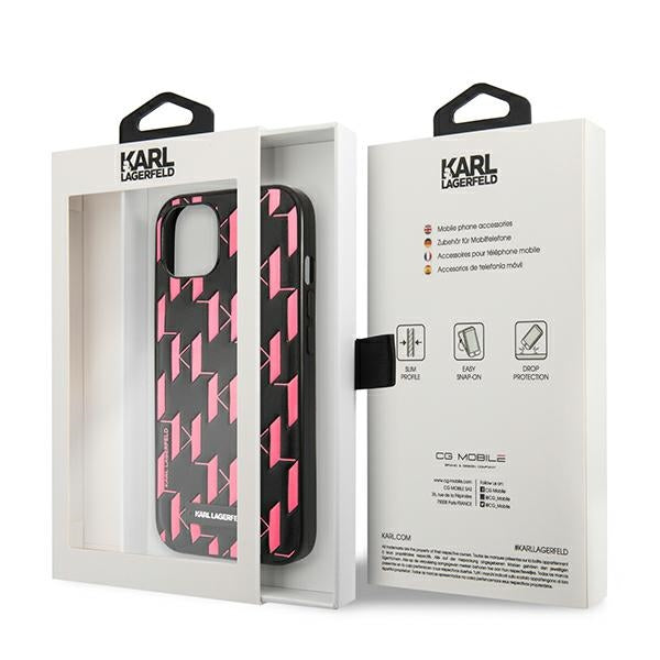 Karl Lagerfeld Monogram Plaque Case for iPhone 13 / 14 / 15 6.1" - Pink