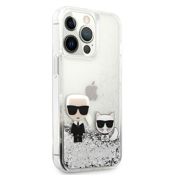 Karl Lagerfeld Liquid Glitter Karl&amp;Choupette case for iPhone 13 Pro Max 6.7" - silver