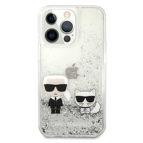 Karl Lagerfeld Liquid Glitter Karl&amp;Choupette case for iPhone 13 Pro Max 6.7" - silver