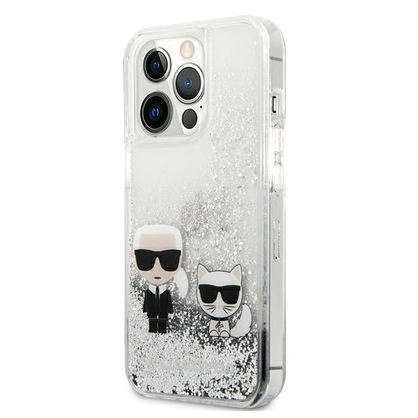 Karl Lagerfeld Liquid Glitter Karl&amp;Choupette case for iPhone 13 Pro Max 6.7" - silver