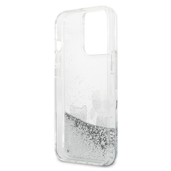 Karl Lagerfeld Liquid Glitter Karl&amp;Choupette case for iPhone 13 Pro Max 6.7" - silver