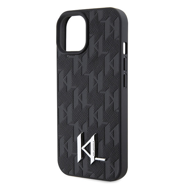 Karl Lagerfeld KLHCP15SPKLPKLK iPhone 15 / 14 / 13 6.1" black/black hardcase Leather Monogram Hot Stamp Metal Logo