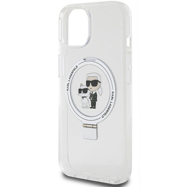Karl Lagerfeld KLHMP15SHMRSKCH iPhone 15 / 14 / 13 6.1" white/white hardcase Ring Stand Karl&amp;Choupette MagSafe
