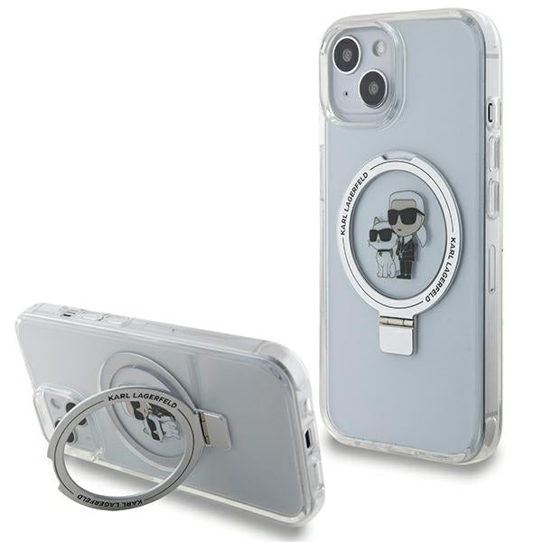 Karl Lagerfeld KLHMP15SHMRSKCH iPhone 15 / 14 / 13 6.1" white/white hardcase Ring Stand Karl&amp;Choupette MagSafe