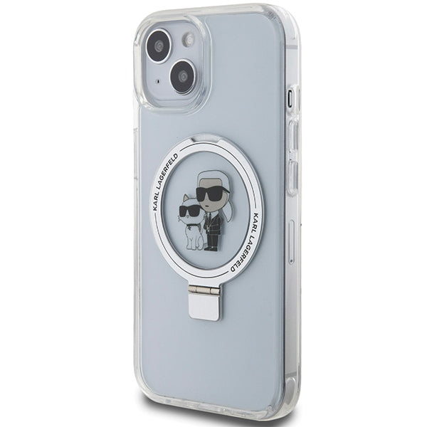Karl Lagerfeld KLHMP15SHMRSKCH iPhone 15 / 14 / 13 6.1" white/white hardcase Ring Stand Karl&amp;Choupette MagSafe