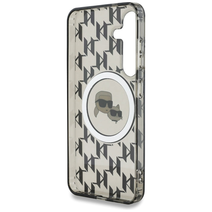 Case Karl Lagerfeld Button Karl&amp;Choupette Heads On KL Pattern MagSafe Samsung Galaxy S25 black