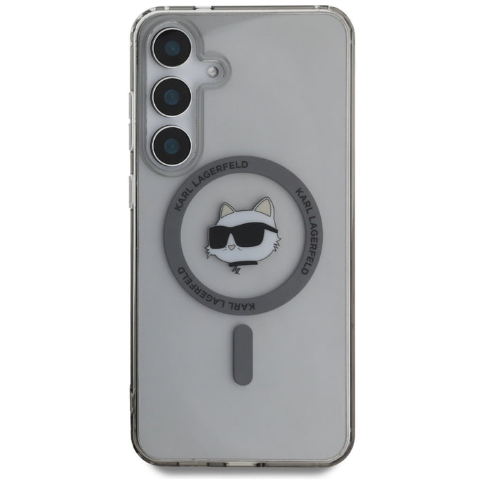 Karl Lagerfeld Button Choupette Head Printed Logo MagSafe Samsung Galaxy S25 case black