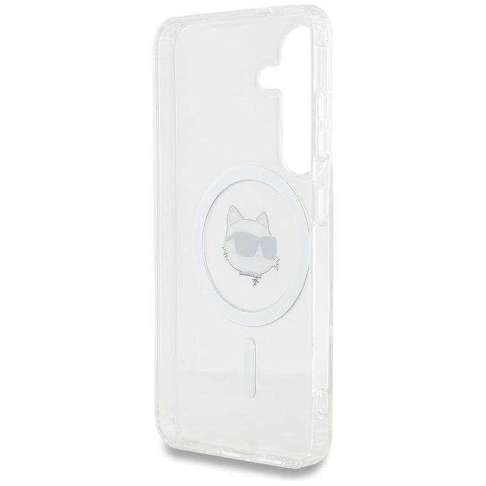 Case Karl Lagerfeld Button Choupette Head Printed Logo MagSafe Samsung Galaxy S25 Plus white