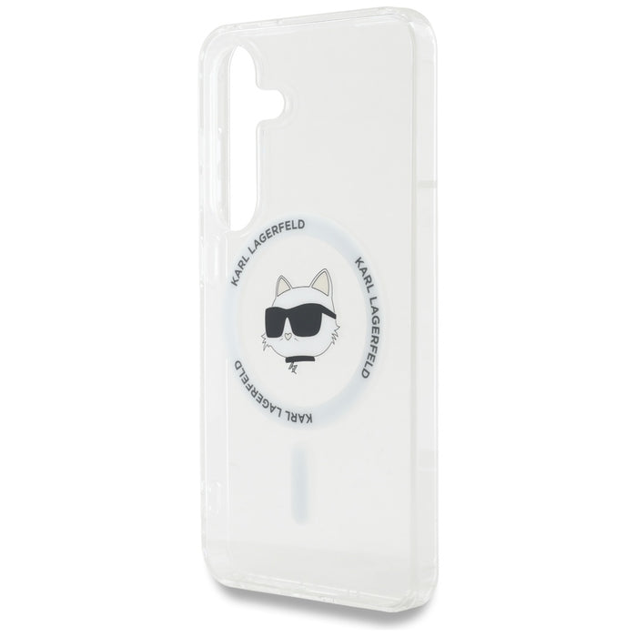 Case Karl Lagerfeld Button Choupette Head Printed Logo MagSafe Samsung Galaxy S25 Plus white