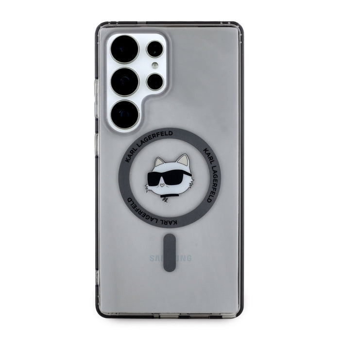 Karl Lagerfeld Button Choupette Head Printed Logo MagSafe Samsung Galaxy S25 Ultra case black