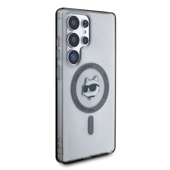 Karl Lagerfeld Button Choupette Head Printed Logo MagSafe Samsung Galaxy S25 Ultra case black