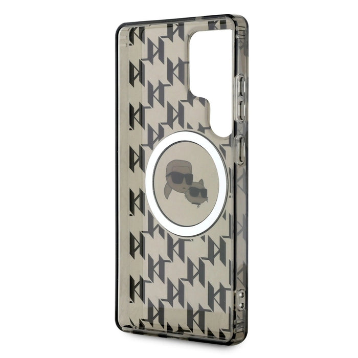 Case Karl Lagerfeld Button Karl &amp; Choupette Heads On KL Pattern MagSafe Samsung Galaxy S25 Ultra black