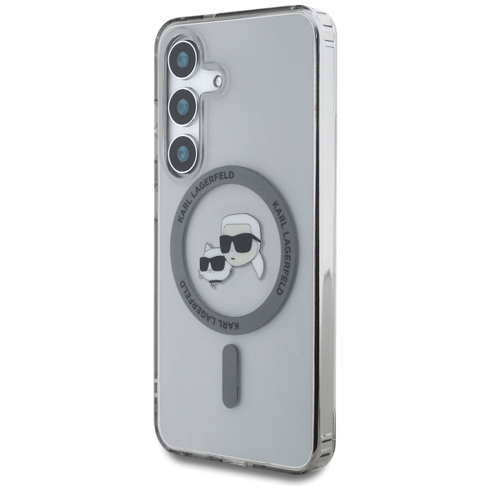 Karl Lagerfeld Button Karl &amp; Choupette Heads Printed Logo MagSafe Samsung Galaxy S25 case black