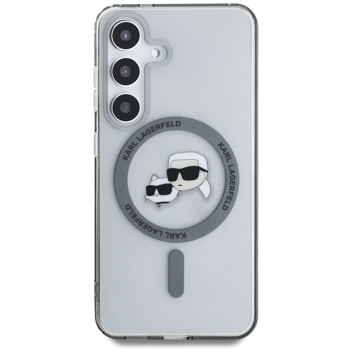Karl Lagerfeld Button Karl &amp; Choupette Heads Printed Logo MagSafe Samsung Galaxy S25 case black