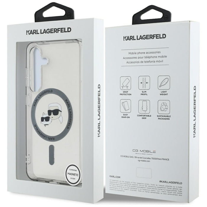 Karl Lagerfeld Button Karl &amp; Choupette Heads Printed Logo MagSafe Samsung Galaxy S25 case black