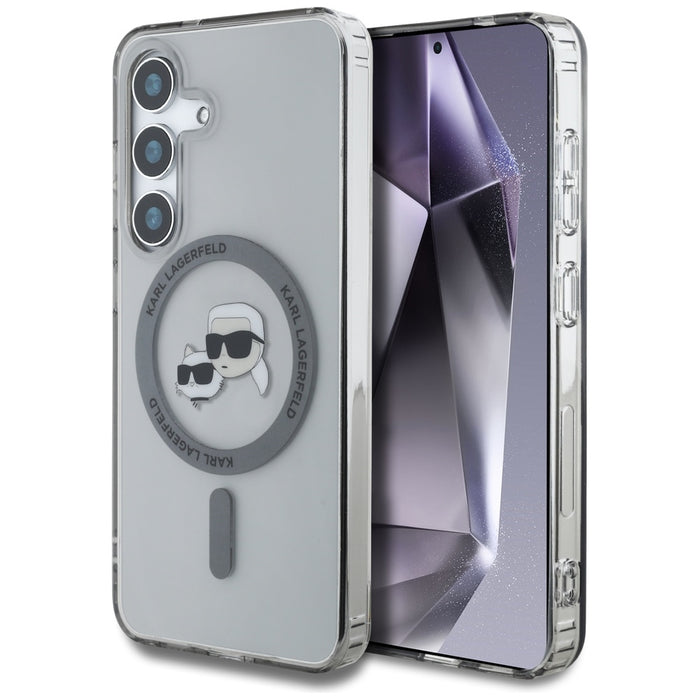 Karl Lagerfeld Button Karl &amp; Choupette Heads Printed Logo MagSafe Samsung Galaxy S25 case black