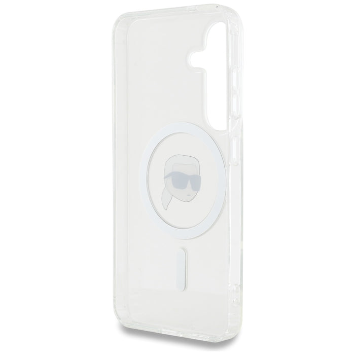 Case Karl Lagerfeld Button Karl Head Printed Logo MagSafe Samsung Galaxy S25 white