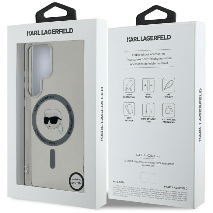 Case Karl Lagerfeld Button Karl Head Printed Logo MagSafe Samsung Galaxy S25 Ultra black